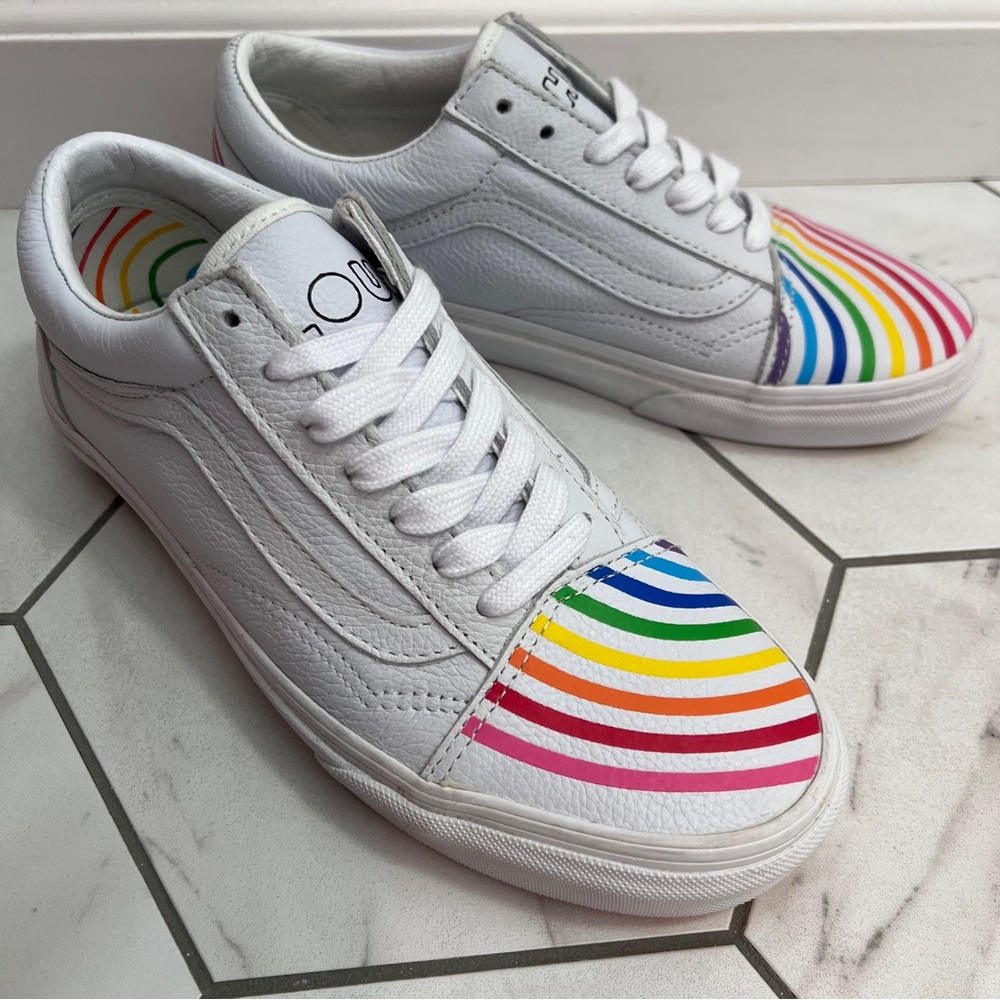 Vans Flour Shop Old Skool Rainbow Shoes Size 7.5 Womens